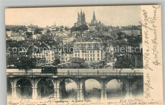 13014230 Lausanne VD Grand Pont vue sur la ville Eglise Lausanne