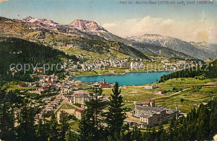 13038584 St Moritz Bad GR et Dorf Panorama St. Moritz