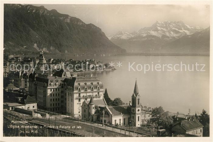 13038601 Montreux VD Eglise Allemande Montreux Palace et les Dents du Midi Montr