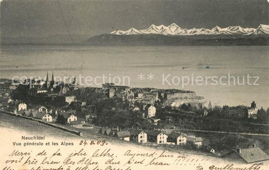 13038649 Neuchâtel NE Vue générale et les Alpes Neuchâtel