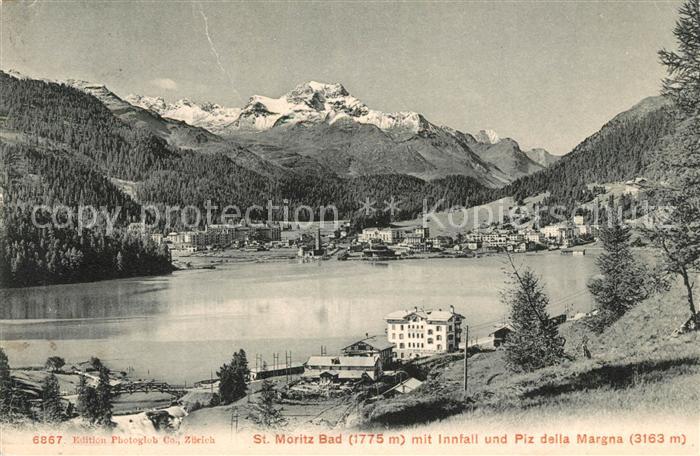 13063271 St Moritz Bad GR mit Innfall und Piz della Margna St. Moritz