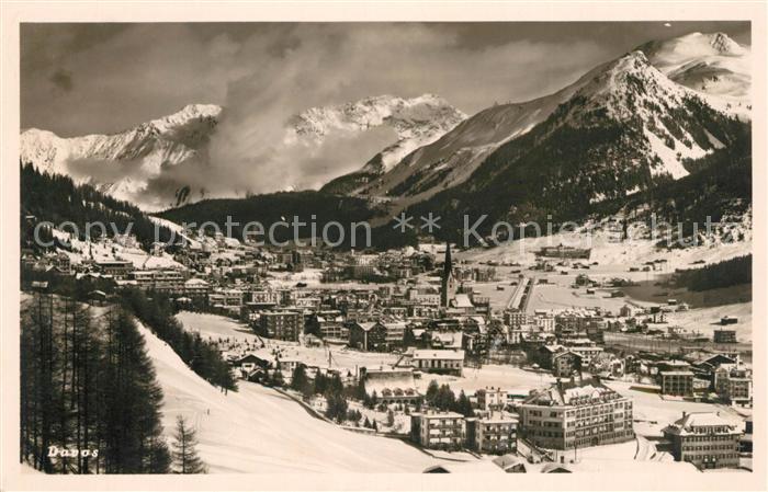 13113849 Davos GR Vue générale du terrain de sports d'hiver avec panorama alpin Davos Platz