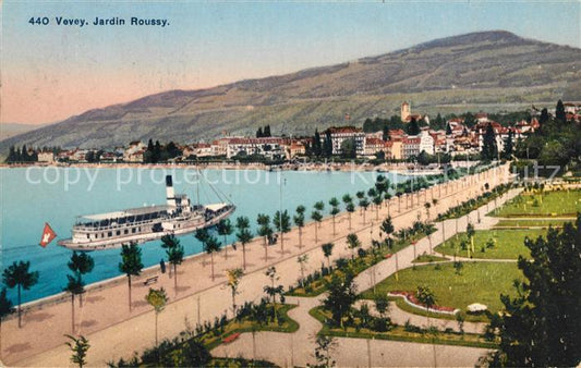 13113857 Vevey VD Jardin Roussy Lac Léman Lac Léman Steamer Vevey