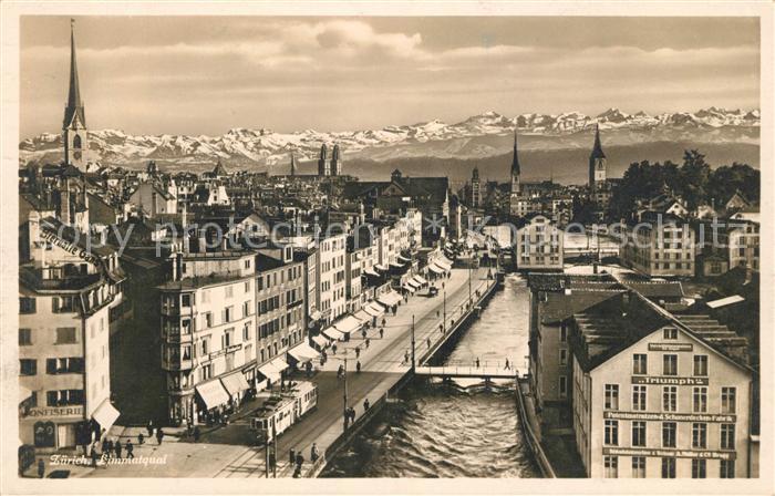 13113939 Zuerich ZH Paysage urbain avec chaîne alpine Limmat Zuerich