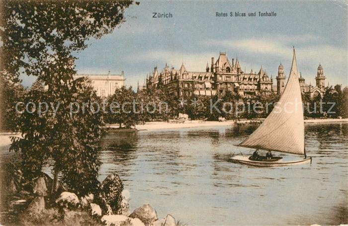 13113944 Zuerich ZH Rotes Schloss Tonhalle Segelboot Zuerichsee Zuerich