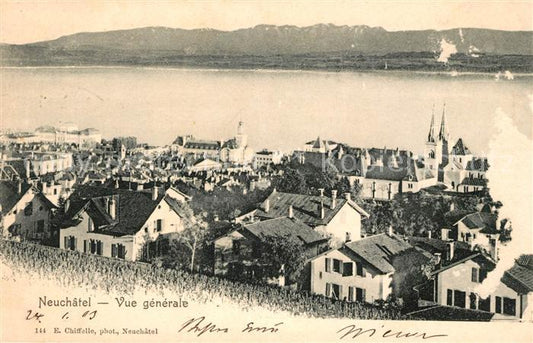 13114143 Neuchâtel NE Vue générale Lac de Neuchâtel et les Alpes Neuchâtel