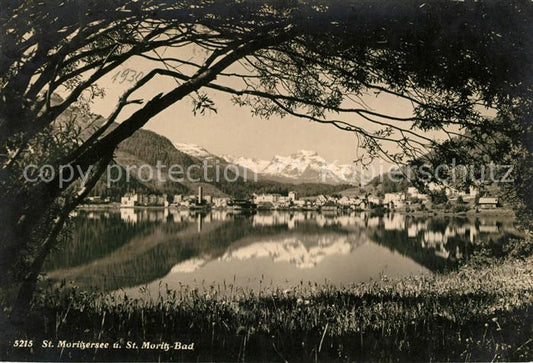 13114653 St Moritz Bad GR Rives du lac de St Moritz Réflexion sur l'eau Panorama alpin