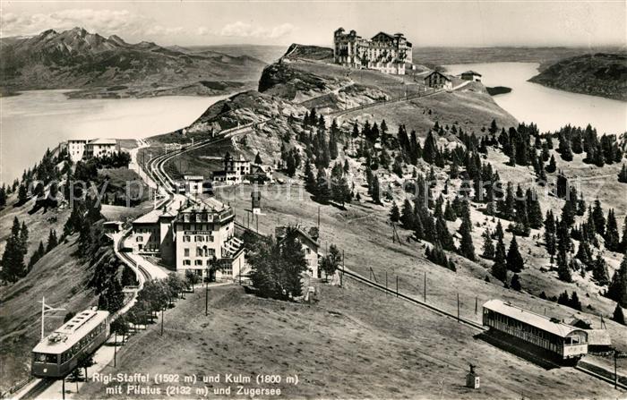 13114705 Rigi Staffel und Kulm mit Pilatus Zugersee Fliegeraufnahme Rigi Staffel