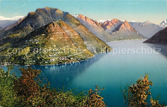 43115393 Lago di Lugano TI Sfondo di Porlezza dal San Salvatore