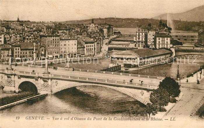 13184421 Geneve GE Vue à vol d'Oiseau du Pont de la Coulouvrenière et le Rhône G