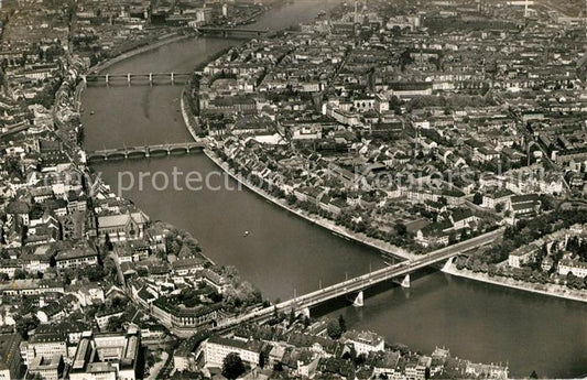 13195285 Basel BS Fliegeraufnahme mit Rheinbruecken Basel BS