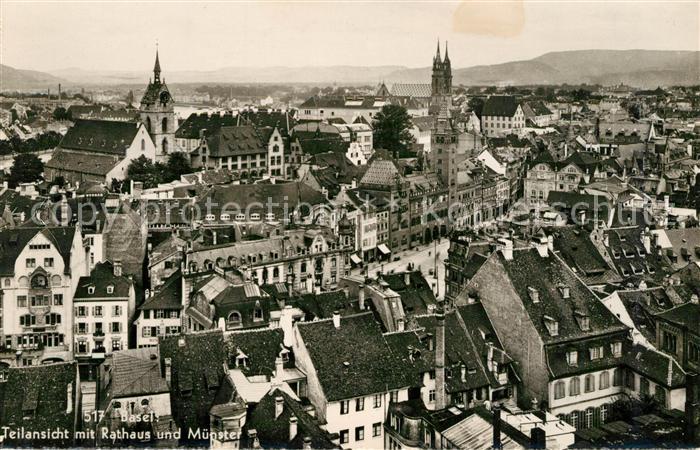 13191913 Basel BS Stadtblick mit Rathaus und Muenster Basel BS