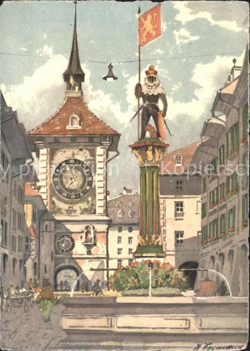 11624965 Bern BE Kuenstlerkarte Zaehringerbrunnen an der Kramgasse