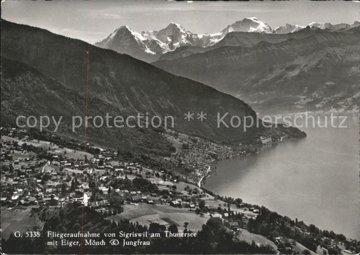 11625105 Sigriswil Fliegeraufnahme Panorama mit Eiger Moench Jungfrau See