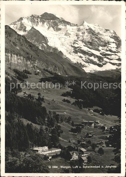 11625227 Wengen BE Fliegeraufnahme Luft- und Schwimmbad Jungfrau