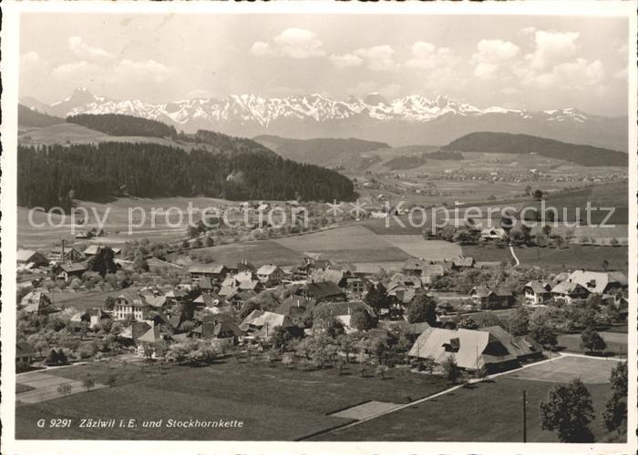 11625404 Zaeziwil Fliegeraufnahme mit Stockhornkette