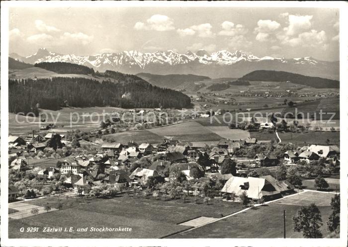 11625405 Zaeziwil Fliegeraufnahme mit Stockhornkette