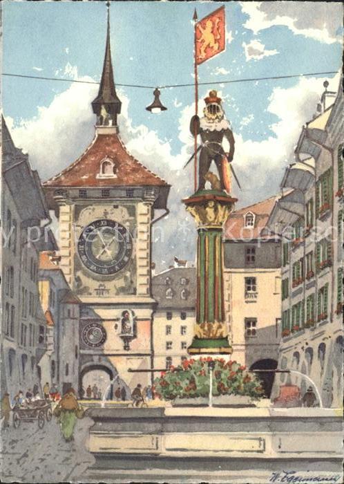 11639477 Bern BE Zaehringerbrunnen Kramgasse Kuenstlerkarte