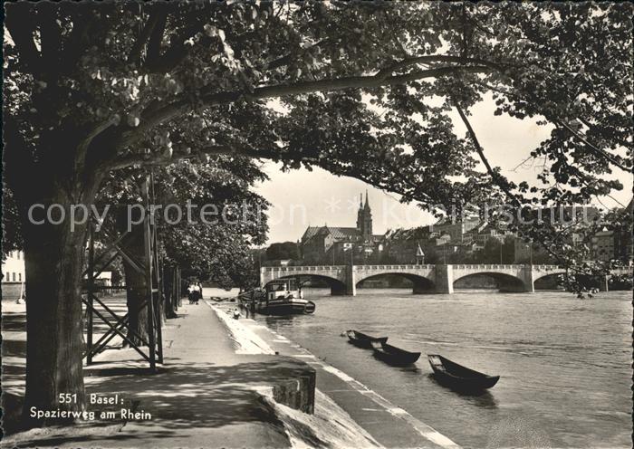 11625620 Basel BS Spazierweg am Rhein Bruecke Schiffe