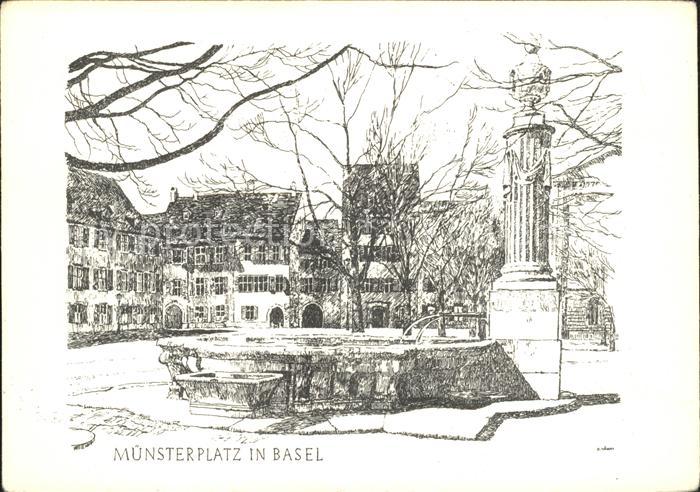 11625692 Basel BS Muensterplatz Zeichnung