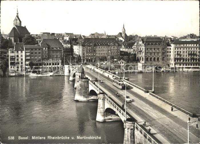 11622645 Basel BS Mittlere Rheinbruecke Martinskirche Strassenbahn Basel BS