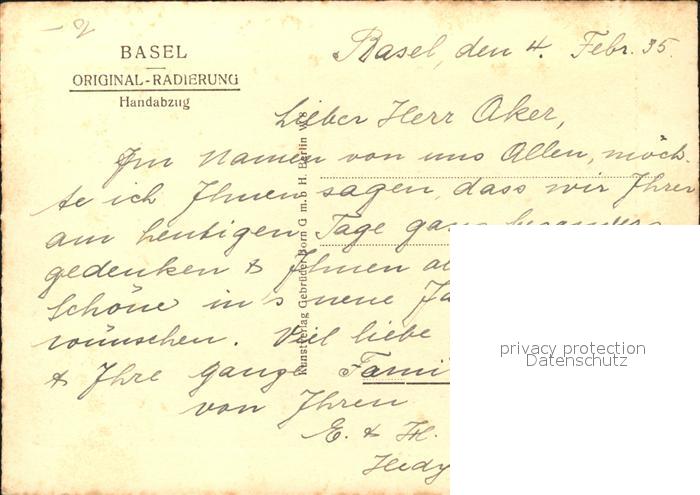 11622779 Basel BS Alte Haeuser Rhein Kuenstlerkarte Zeichnung Basel BS