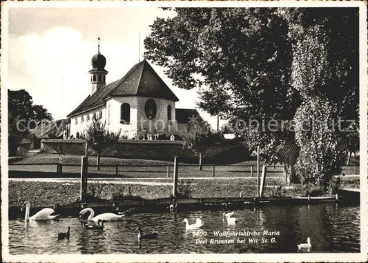 11626577 Wil SG Wallfahrtskirche Maria Dreibrunnen Schwanenteich Wil SG