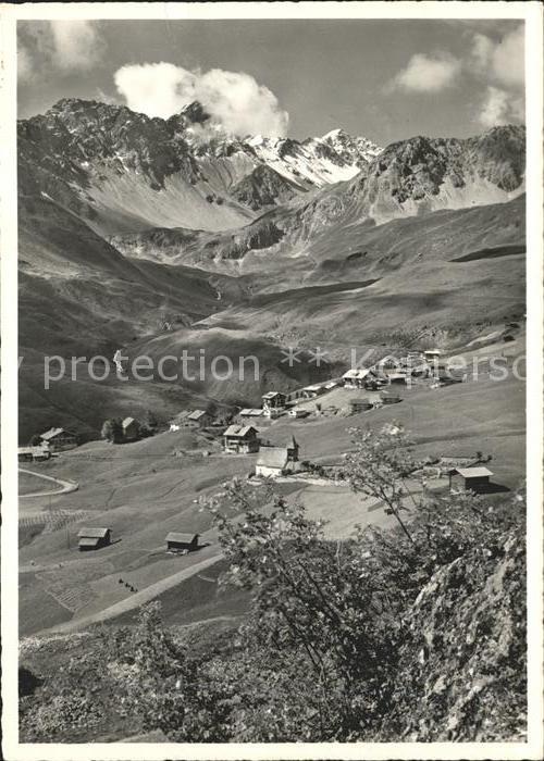 11630721 Arosa GR Bergkirchli mit Inner Arosa Rot und Erzhorn