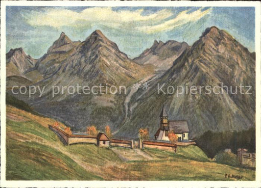 11630837 Arosa GR Altes Kirchlein Kuenstlerkarte