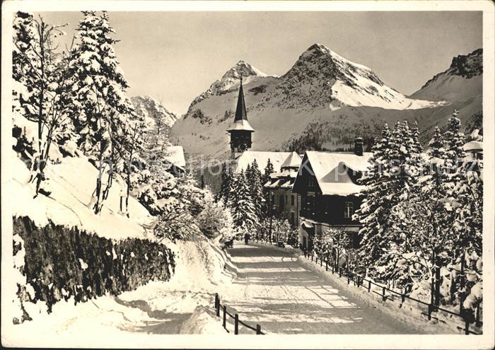 11632035 Arosa GR Dorfstrasse mit Kirche