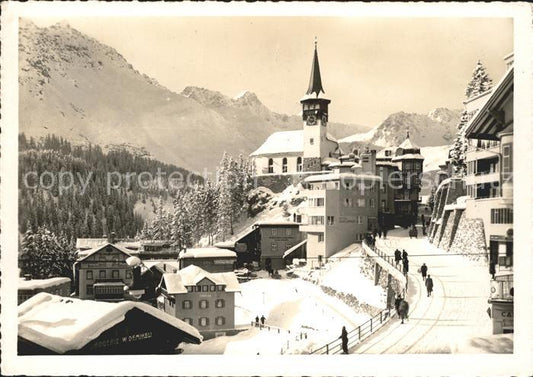 11632425 Arosa GR Poststrasse mit ev Kirche