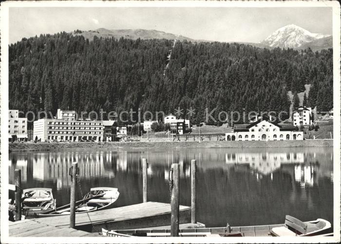 11632468 Arosa GR Obersee mit Posthotel Bahnhof und Tschuggenlift