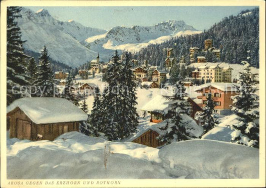 11632494 Arosa GR Ortsblick Kuenstlerkarte