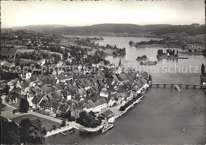 11629828 Stein Rhein mit Insel Werd und Untersee Fliegeraufnahme