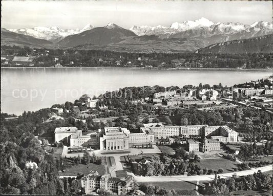 11631684 Geneve GE Palais des Nations Unies et le Mont Blanc Alpenpanorama