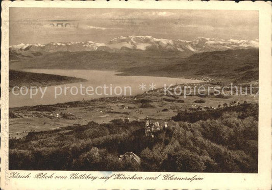 11635116 Zuerich Blick vom Uetliberg auf Zuerichsee und Glarneralpen