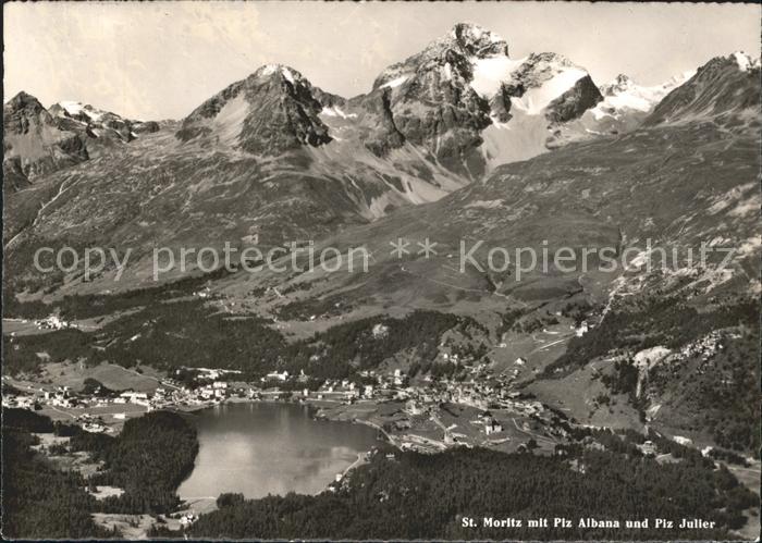 11635254 St Moritz GR Panorama mit Piz Albana und Piz Julier Moritzersee