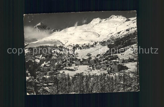 11635265 St Moritz GR Panorama gegen die Skifelder Wintersportplatz