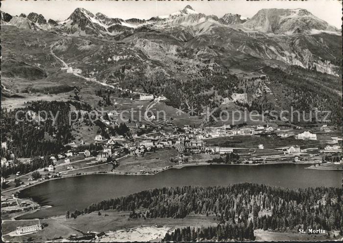 11635274 St Moritz GR Panorama mit Moritzersee und Alpen