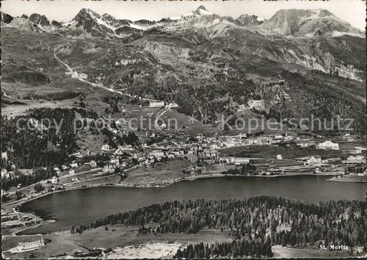 11635274 St Moritz GR Panorama mit Moritzersee und Alpen