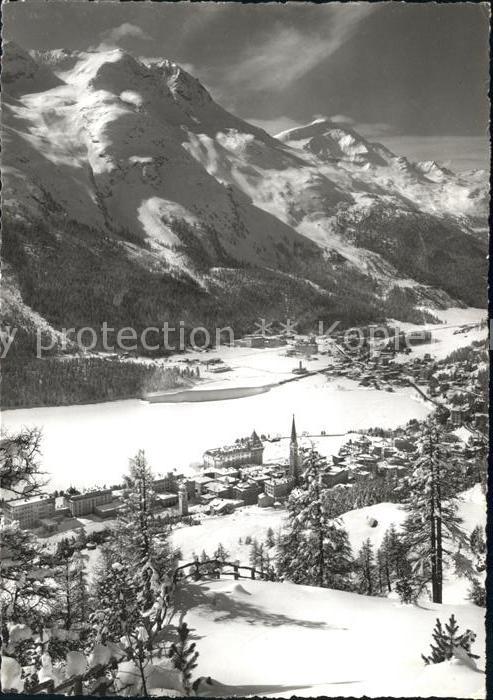 11635281 St Moritz GR Panorama Dorf und Bad Moritzersee Alpenpanorama