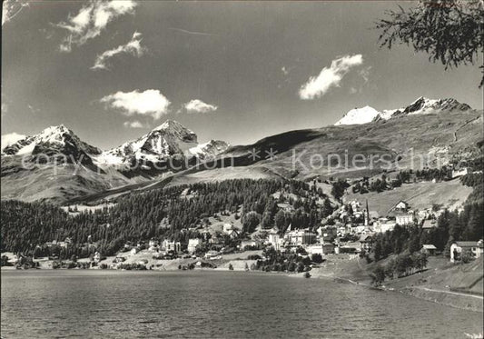 11635283 St Moritz GR Blick gegen Piz Julier und Piz Nair Moritzersee