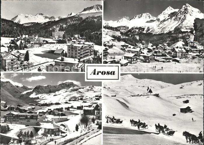 11635316 Arosa GR Teilansichten mit Alpenpanorama Wintersportplatz Pferdeschlitt