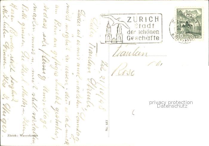 11635661 Zuerich Wasserkirche Kuenstlerkarte