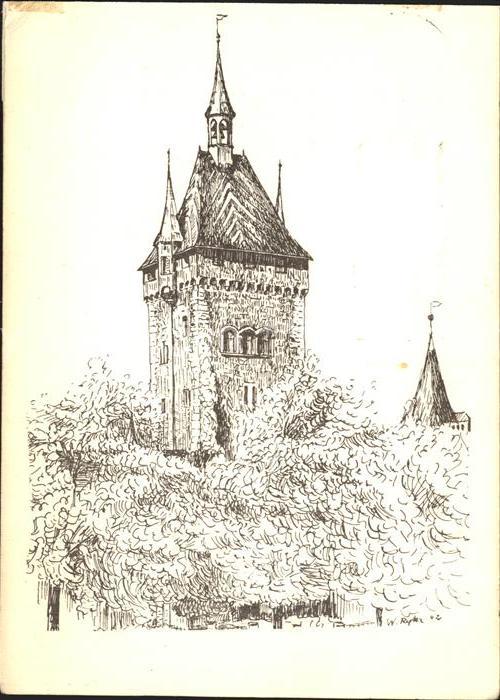 11635664 Zuerich Landesmuseum Turm Kuenstlerkarte