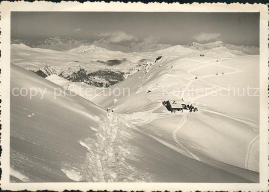 11635740 Arosa GR Weisshornhuette Panorama Wintersportplatz Plessur Alpen