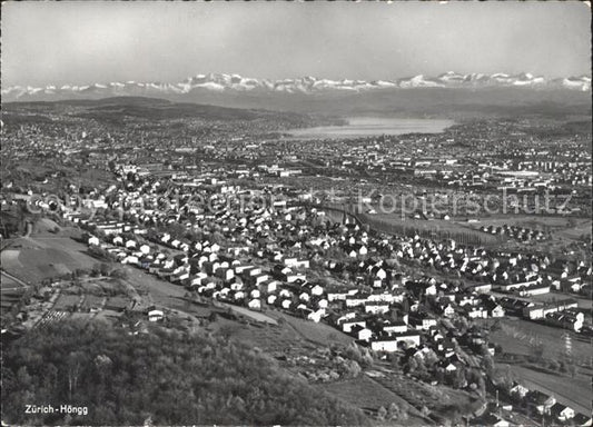 11635758 Hoengg Zuerich Gesamtansicht mit Alpenpanorama Zuerichsee Fliegeraufnah