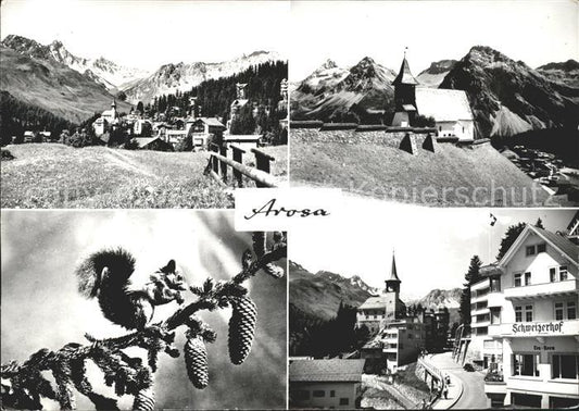 11637502 Arosa GR Dorfblick Kirchlein Schweizerhof Eichhoernchen