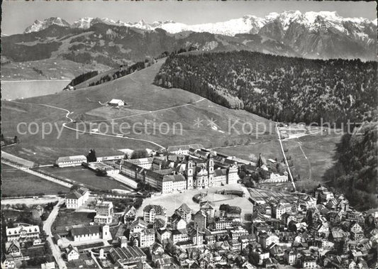 11642763 Einsiedeln SZ Fliegeraufnahme mit Kloster und Glaernisch