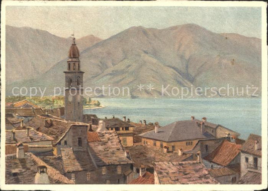 11642534 Ascona TI Blick ueber die Stadt Kuenstlerkarte